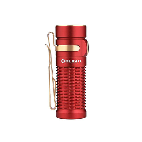Olight Baton 3 Rechargeable EDC Flashlight With Charging Case | Premium Edition Red