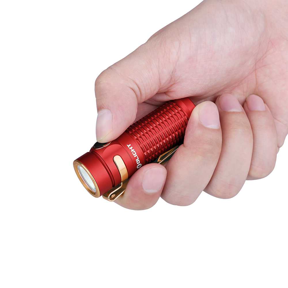 Olight Baton 3 Rechargeable EDC Flashlight With Charging Case | Premium Edition Red