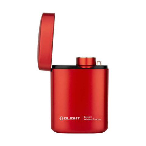 Olight Baton 3 Rechargeable EDC Flashlight With Charging Case | Premium Edition Red