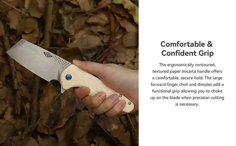 Oknife Gaur Beige Folding Knife | 1000 Lumens
