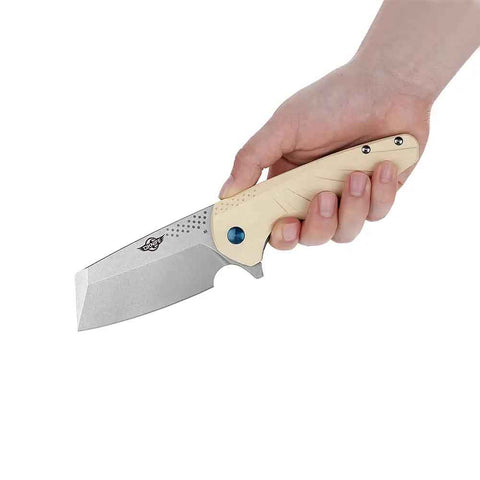Oknife Gaur Beige Folding Knife | 1000 Lumens
