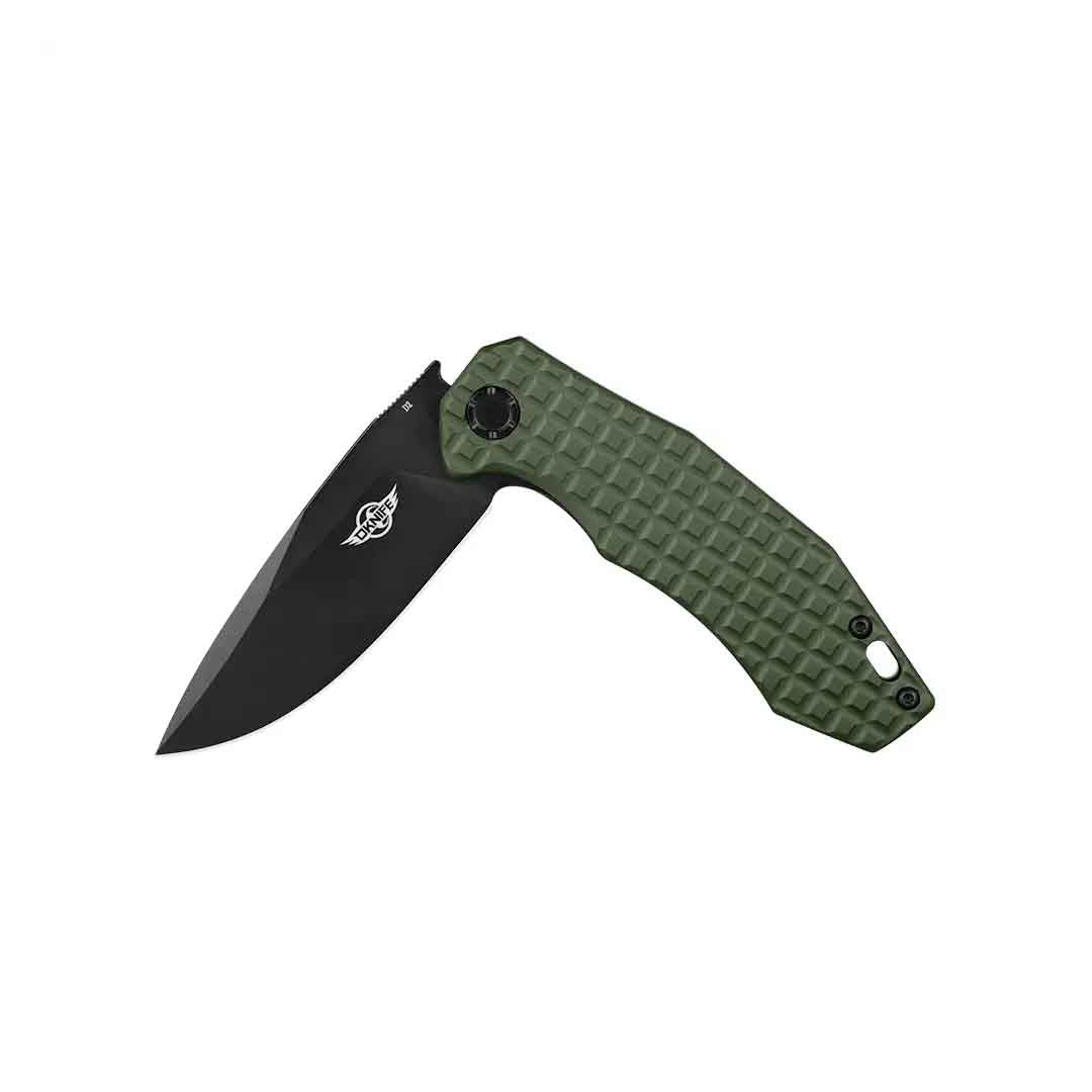 Oknife Spurdog D2 Steel Drop Point Folding Knife | Green | 1000 Lumens