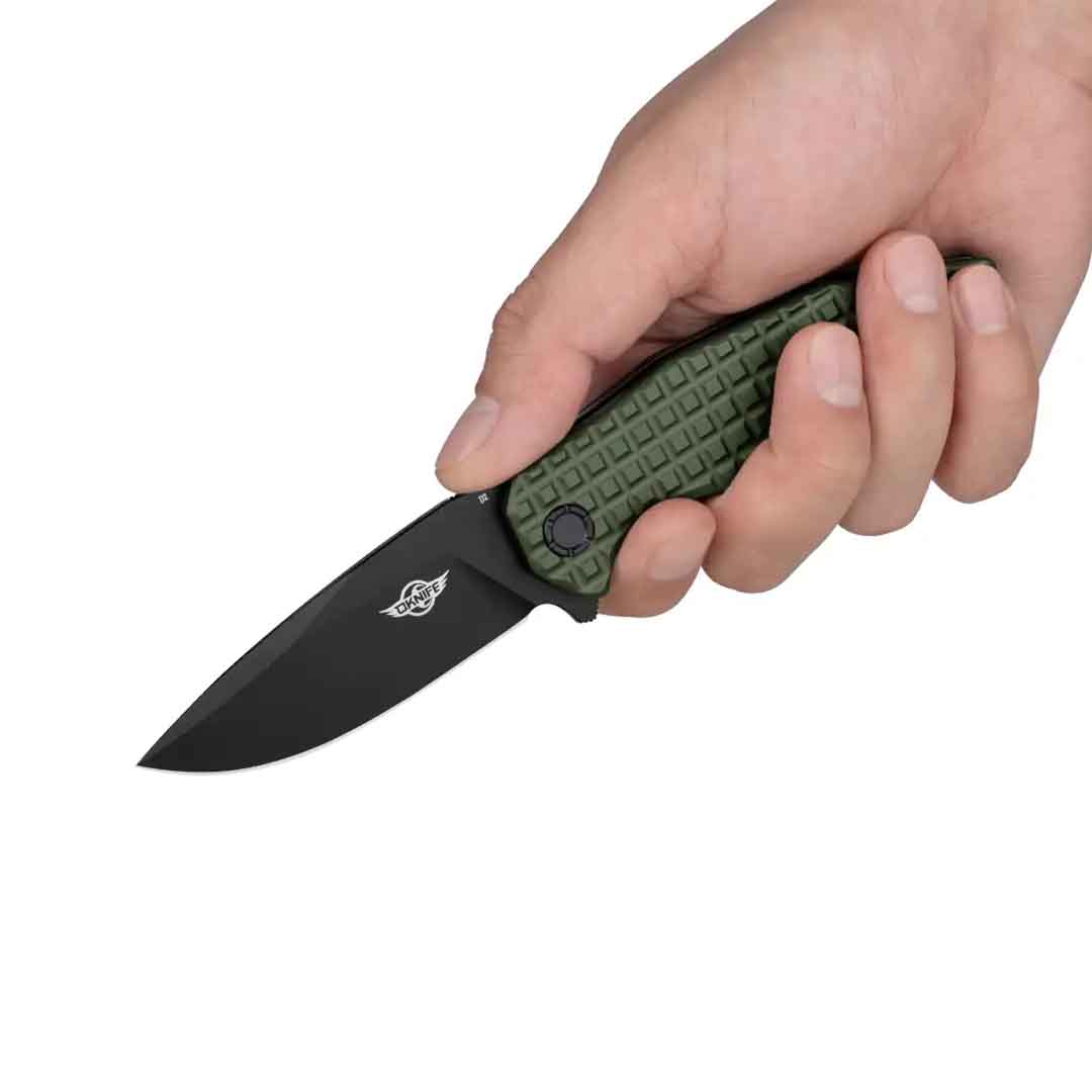 Oknife Spurdog D2 Steel Drop Point Folding Knife | Green | 1000 Lumens