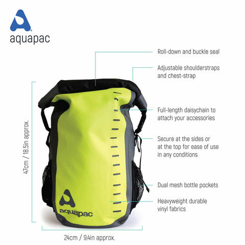 Aquapac Backpack | 28 L Waterproof Backpack | Yellow | 1000 Lumens