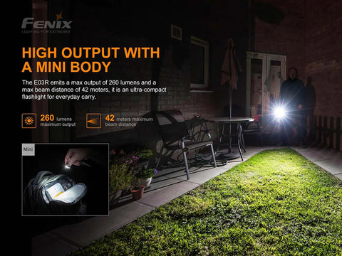 Fenix E03R Keychain Flashlight | E03R Keychain Flashlight | 1000Lumens