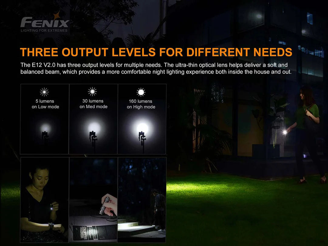 Fenix E12 Flashlight | Fenix E12 160 Lumens Light | 1000Lumens