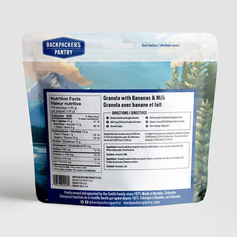 Freeze Dried Meal | Backpacker's Pantry - Granola with Bananas & Milk