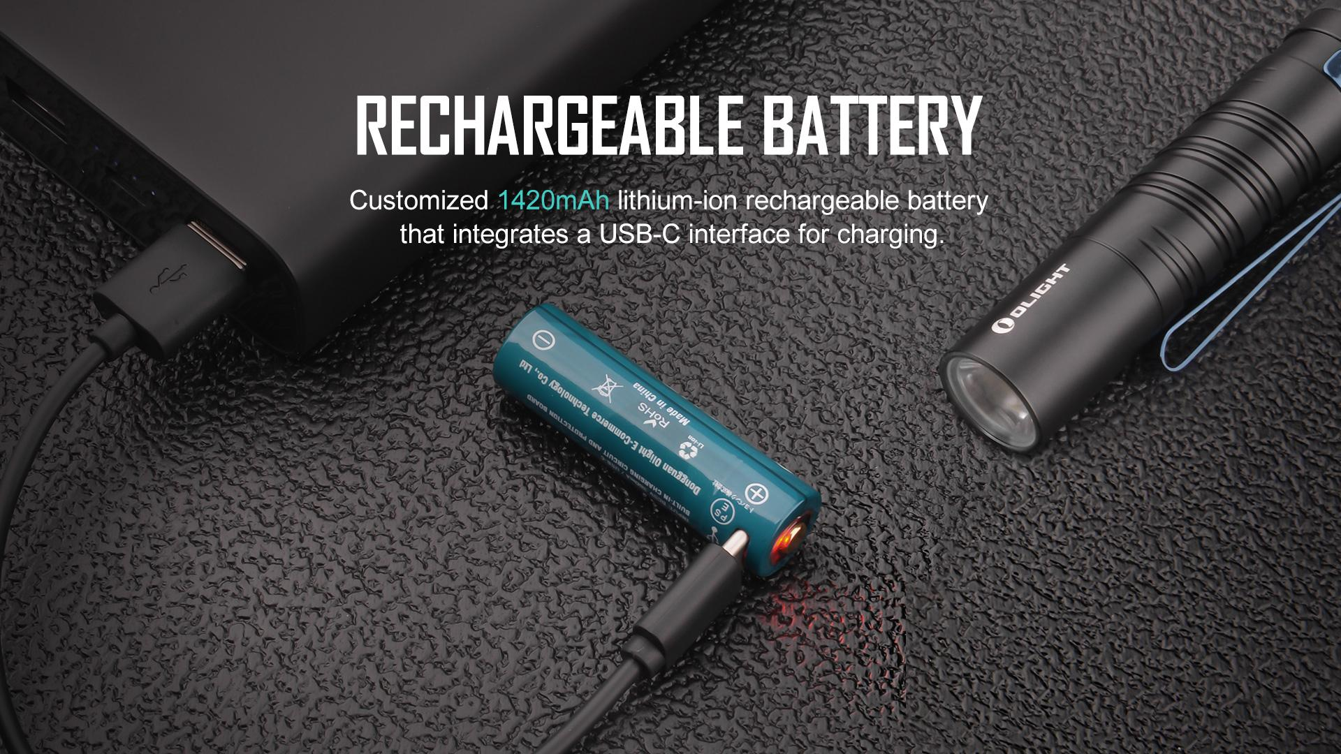 Olight i5R EOS Rechargeable EDC Flashlight | Black | 1000Lumens.ca