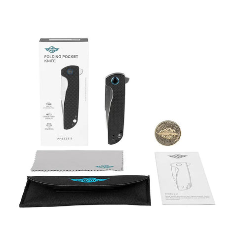 Oknife Freeze 2 Folding Knife | Carbon Fiber Overlay | Package Contents