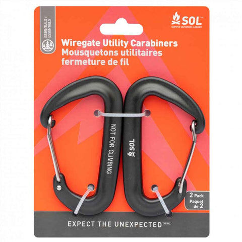 SOL - Wiregate Utility Carabiner 8 cm 2 Pack (Black)