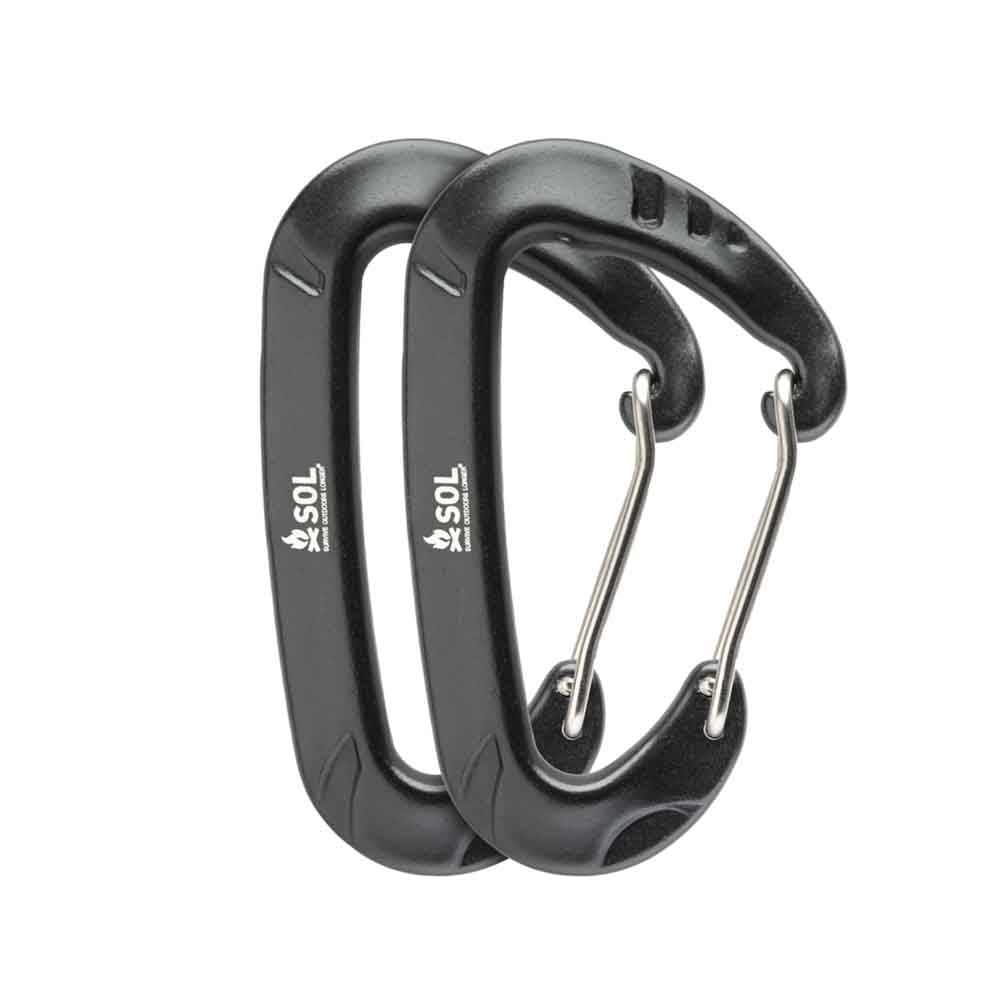 SOL - Wiregate Utility Carabiner 8 cm 2 Pack (Black)